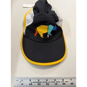 Boco Gear Running Visor Black Yellow Mesh Geometric Bear Graphic Adjustable Hat